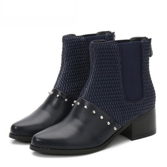 MJ Women's Stylish Navy Booties 108-6-navy - Picture 1 of 1